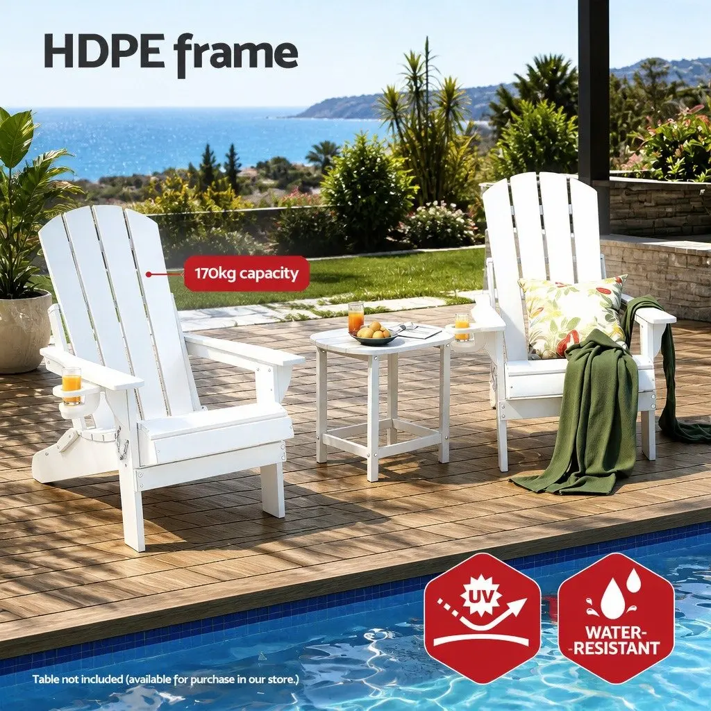 Outdoor Chair HDPE 68 x 82 x 106cm White
