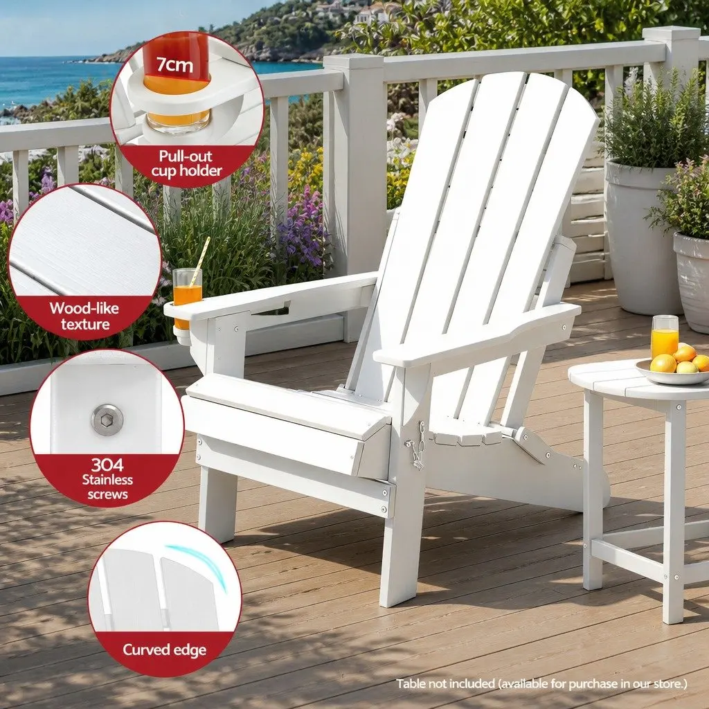 Outdoor Chair HDPE 68 x 82 x 106cm White