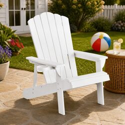 Durable Weather-Resistant Adirondack Lounge Chair - White