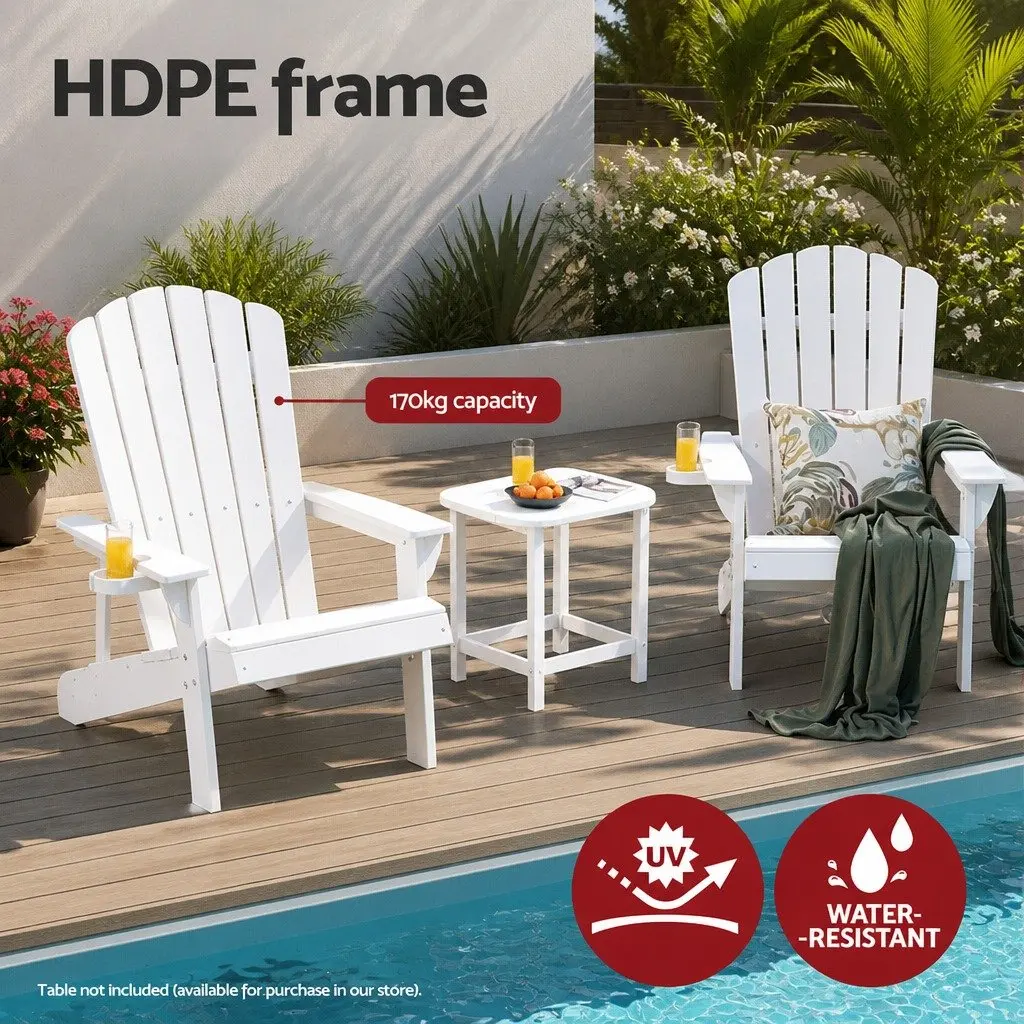 Outdoor Chair HDPE 80 x 90 x 94cm White