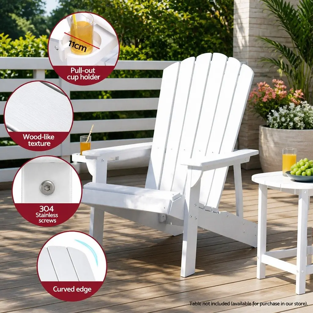 Outdoor Chair HDPE 80 x 90 x 94cm White