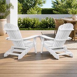 Quality 2PC Adirondack Wood Lounge Set with Footstool