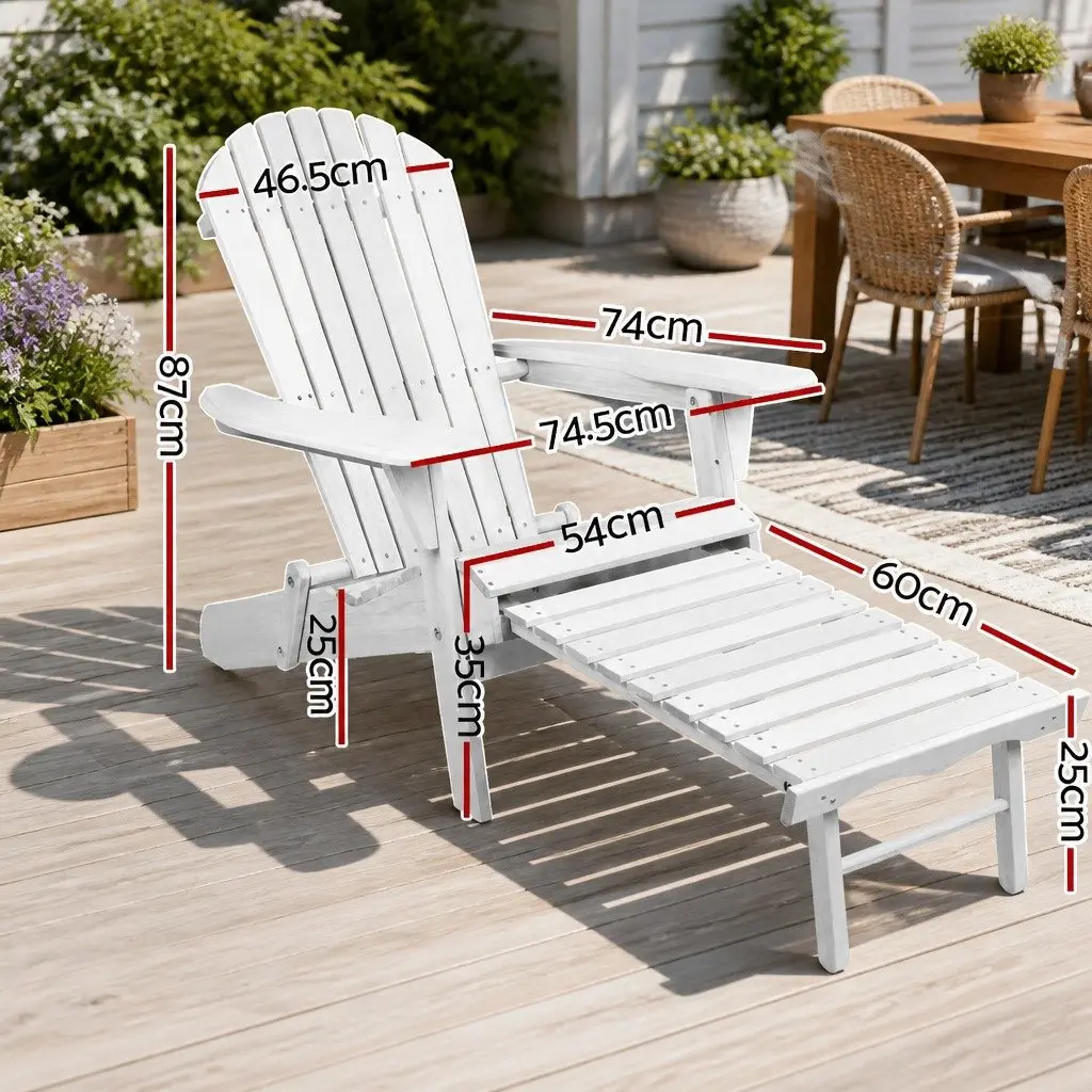 2PC Adirondack Wood Lounge Set with Footstool