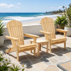 Wooden Adirondack-Style Outdoor Table and Chairs Set