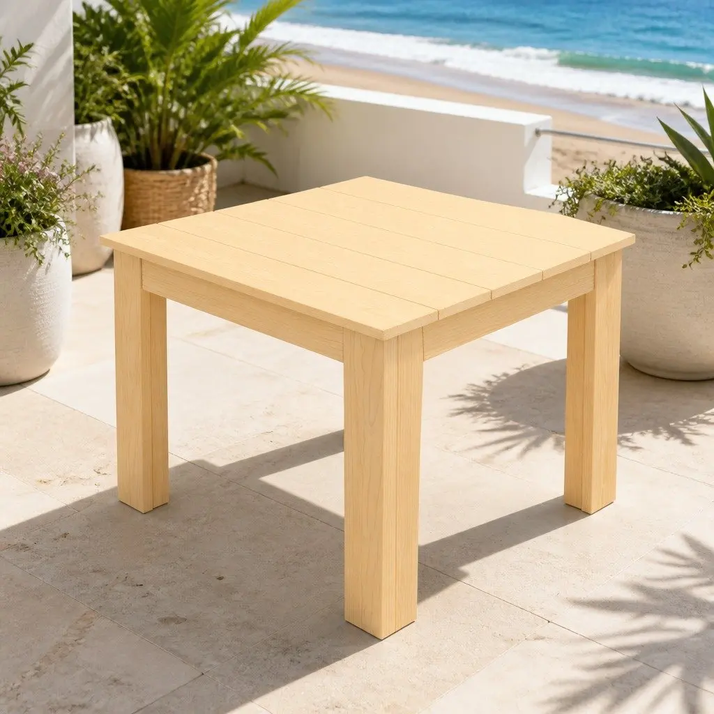 Adirondack Outdoor Table and Chairs Set Wooden Foldable Light Wood Tone 3 Piece
