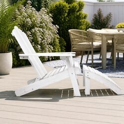 Sturdy 5PC Adirondack Lounge Set in White Wood
