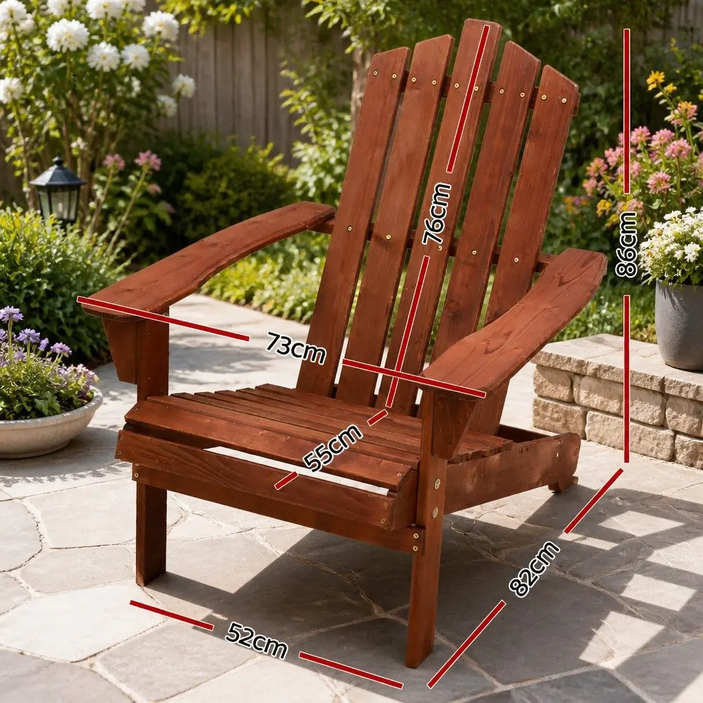 Adirondack Chair Fir Wood 73 x 82 x 86cm Brown