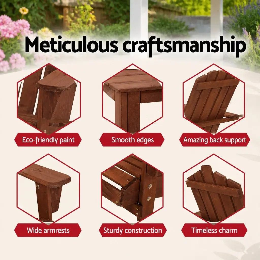 Adirondack Chair Fir Wood 73 x 82 x 86cm Brown