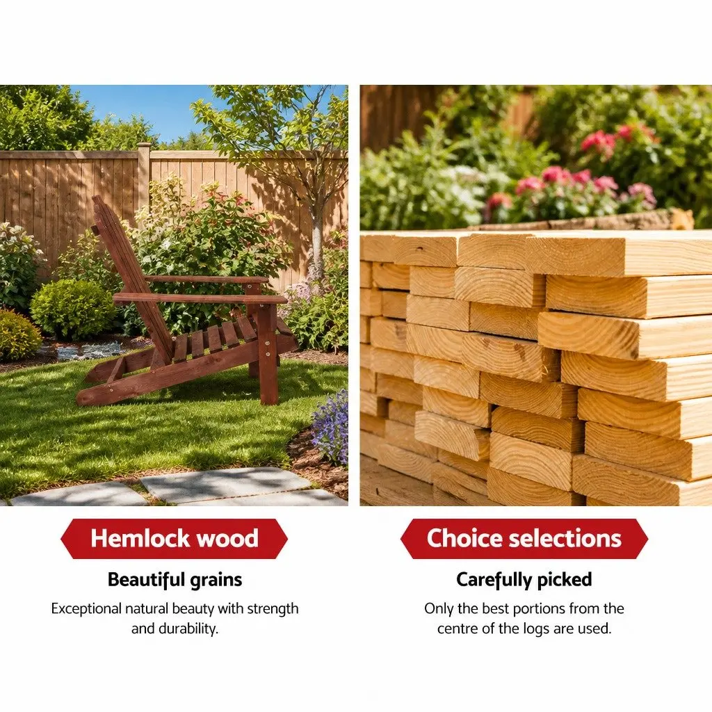 Adirondack Chair Fir Wood 73 x 82 x 86cm Brown