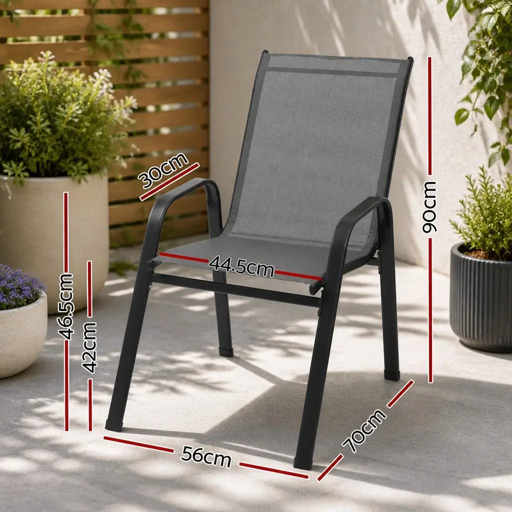 Stackable Outdoor Dining Chairs Grey Patio Set