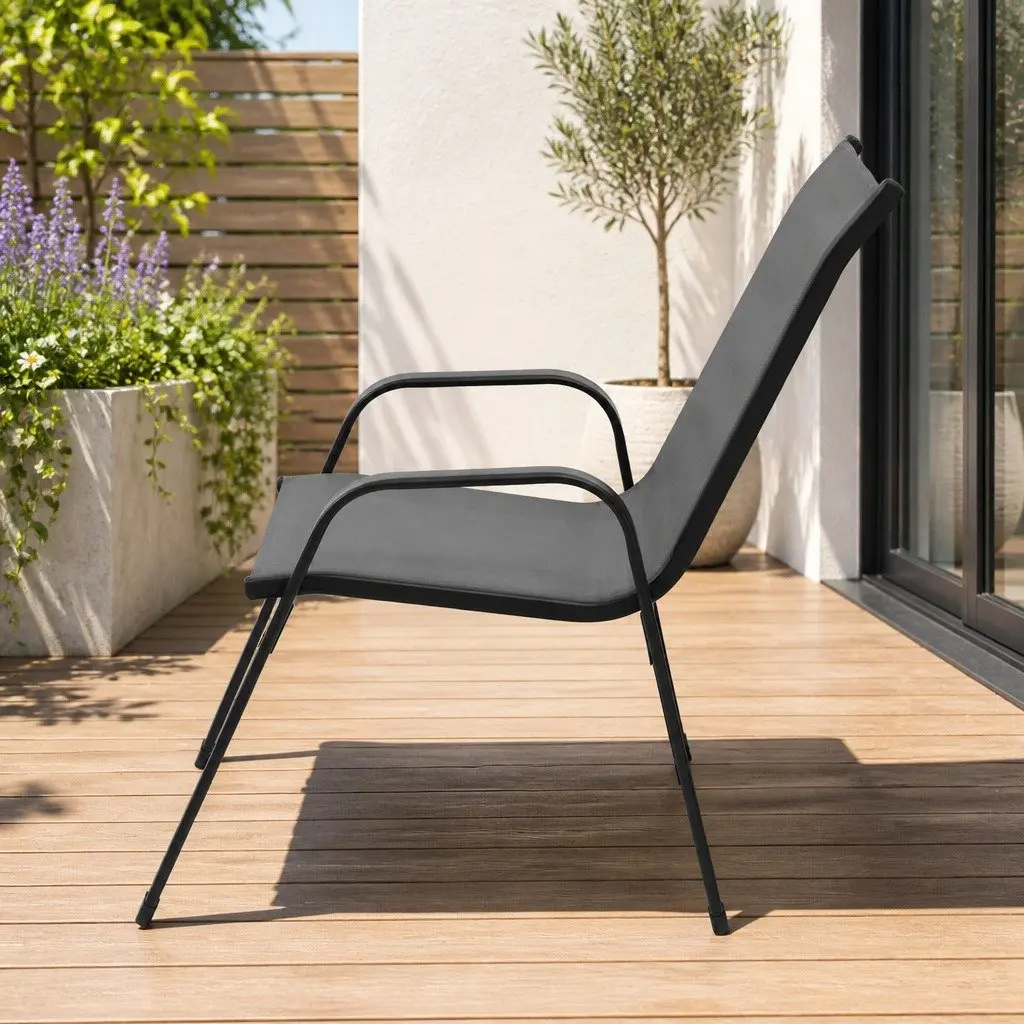 Stackable Outdoor Dining Chairs Grey Patio Set