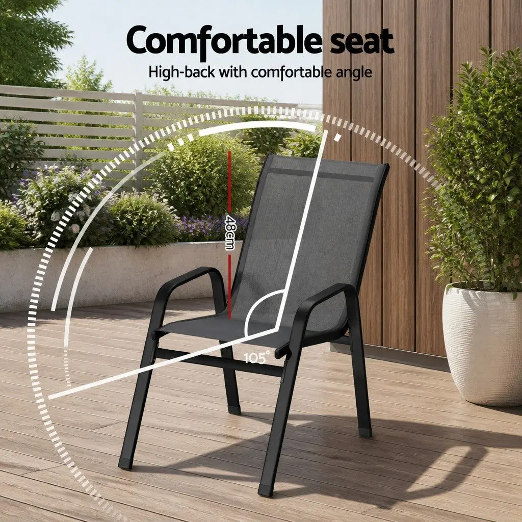 Stackable Outdoor Dining Chairs Grey Patio Set