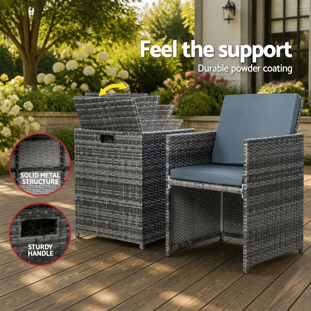 5 Piece Wicker Outdoor Bistro Set PE Wicker Aluminium Frame Yellow