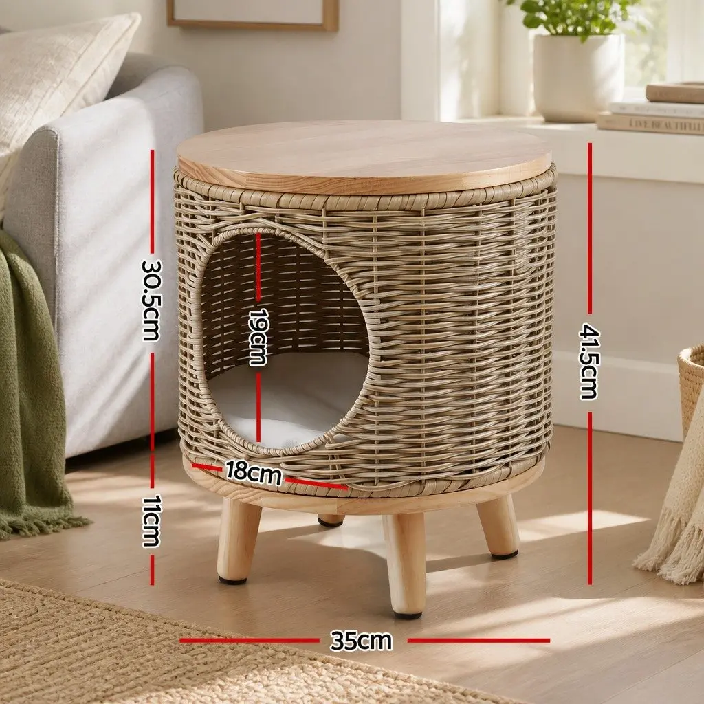 Wicker Side Table with Durable Steel Frame