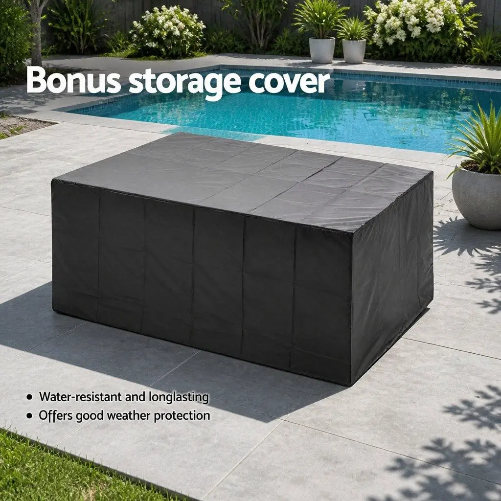 11-Piece Outdoor Wicker Dining Set with Grey Cushions