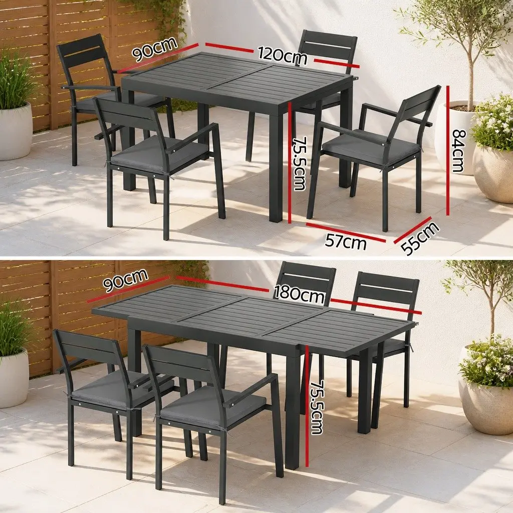 5-Piece Outdoor Dining Set with Extendable Table
