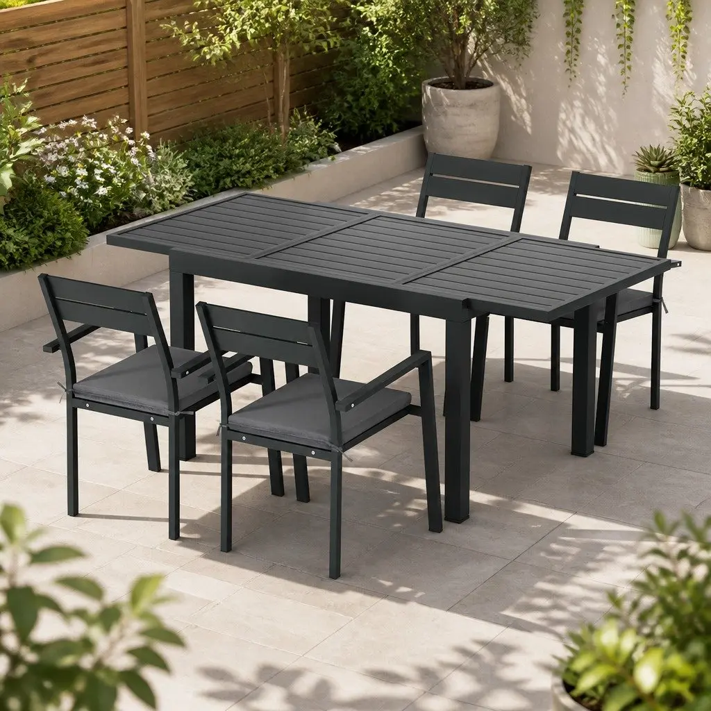5-Piece Outdoor Dining Set with Extendable Table