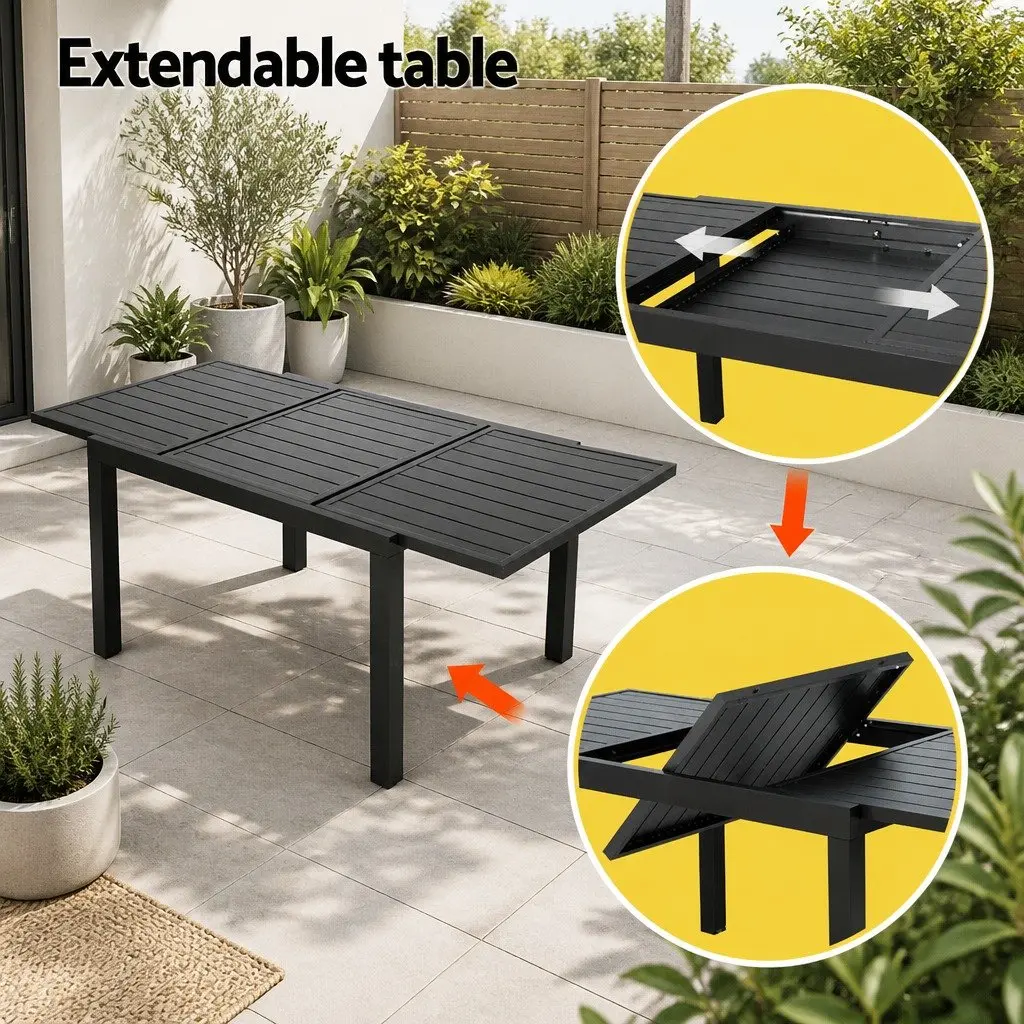 5-Piece Outdoor Dining Set with Extendable Table