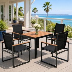 Durable 5-Piece Black Outdoor Dining Set for Patios