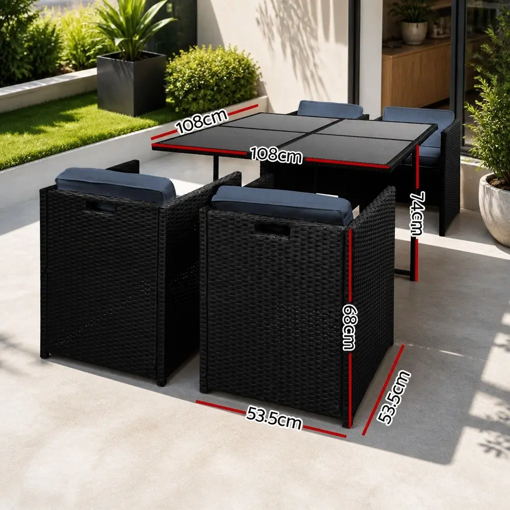 5 Piece Wicker Patio Dining Set