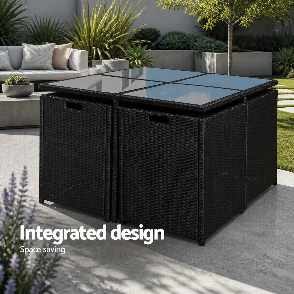 5 Piece Wicker Patio Dining Set
