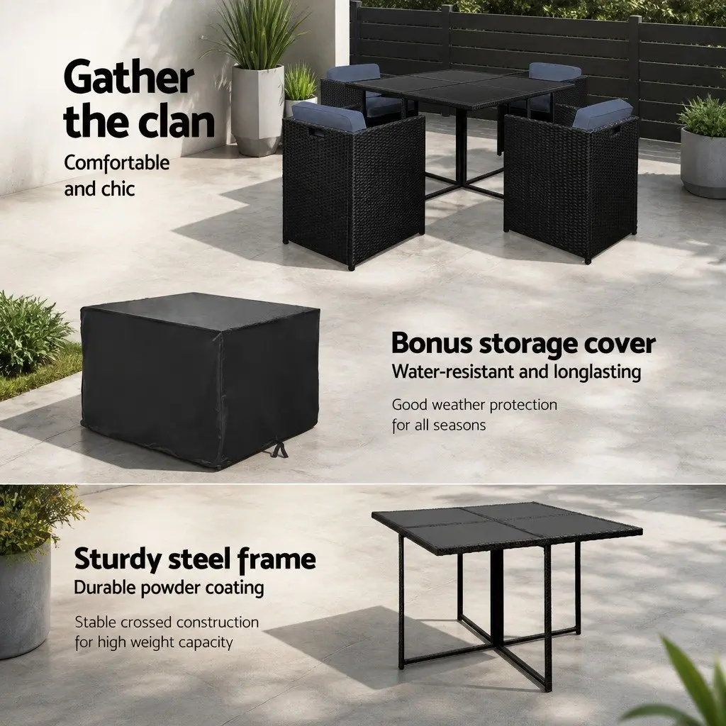5 Piece Wicker Patio Dining Set