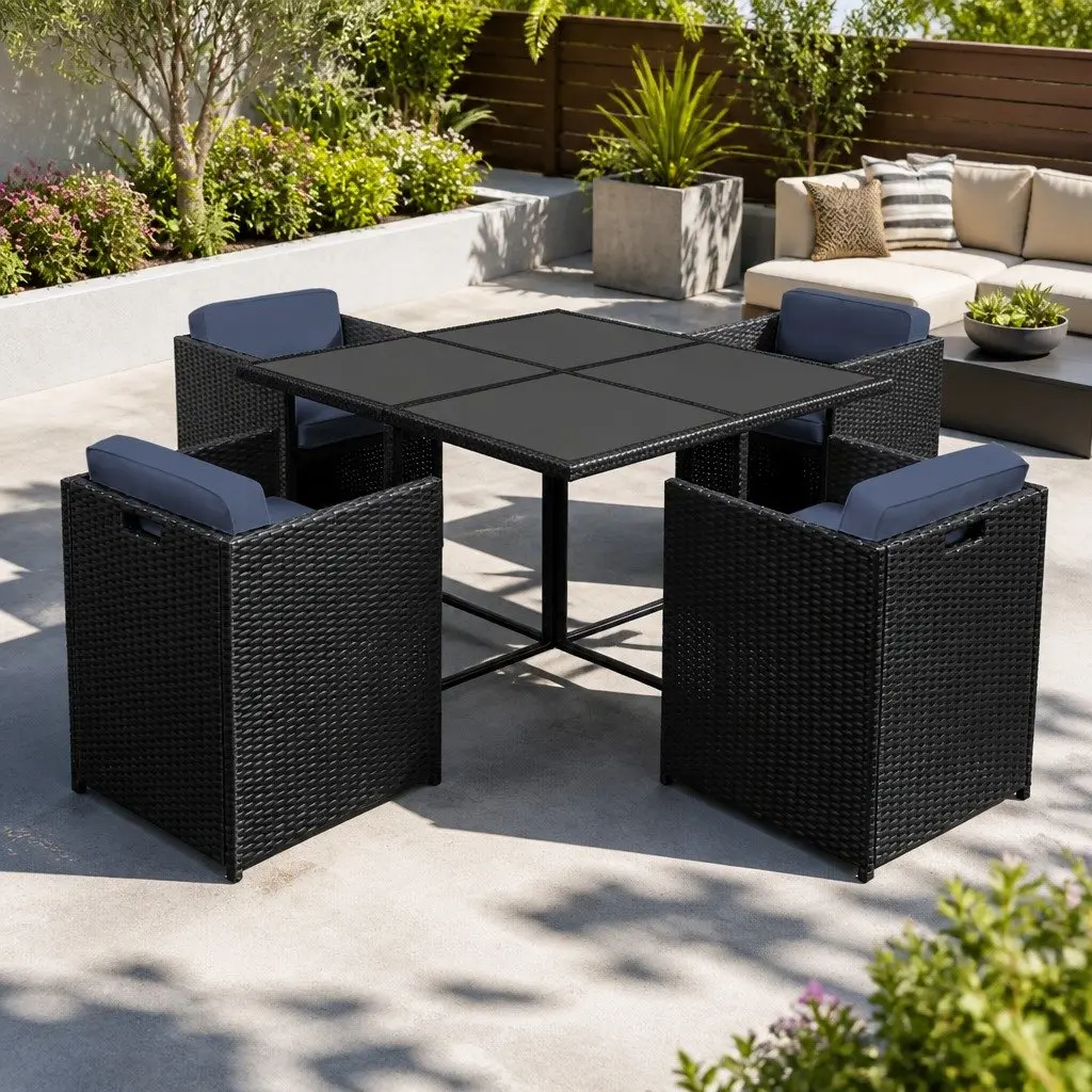 5 Piece Wicker Patio Dining Set