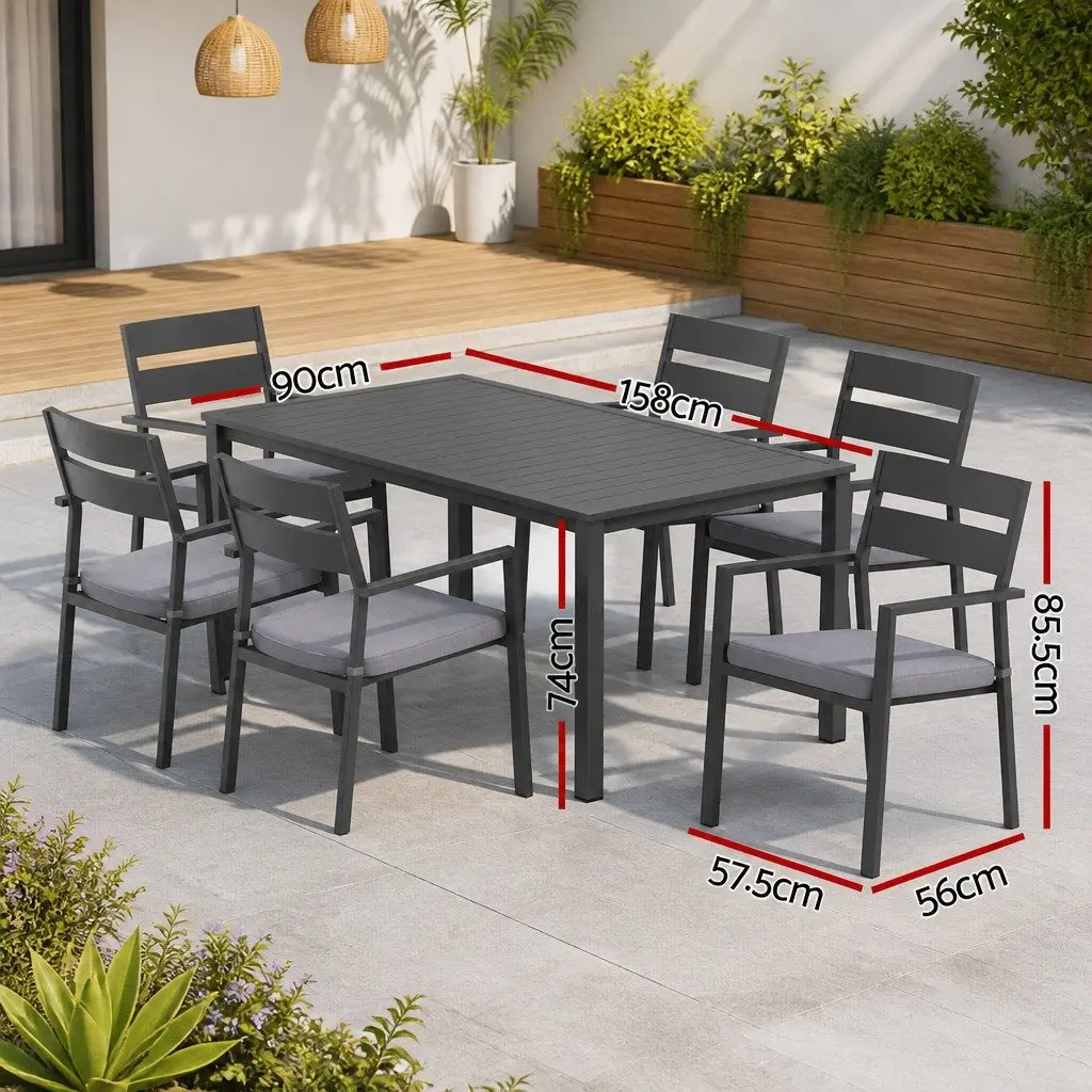 7 Piece Outdoor Dining Set with Black Frame