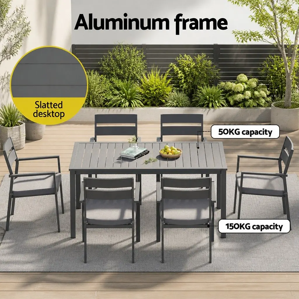 7 Piece Outdoor Dining Set with Black Frame