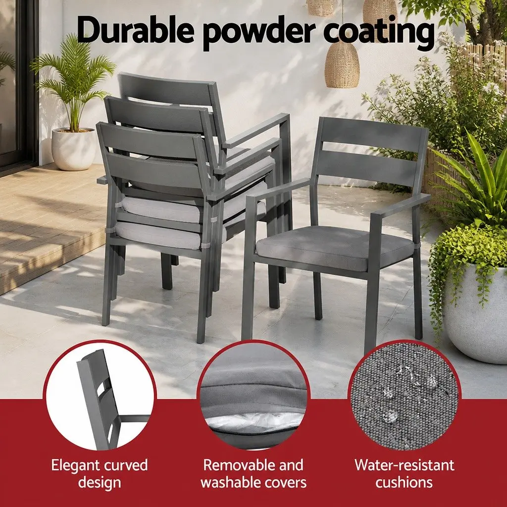 7 Piece Outdoor Dining Set with Black Frame