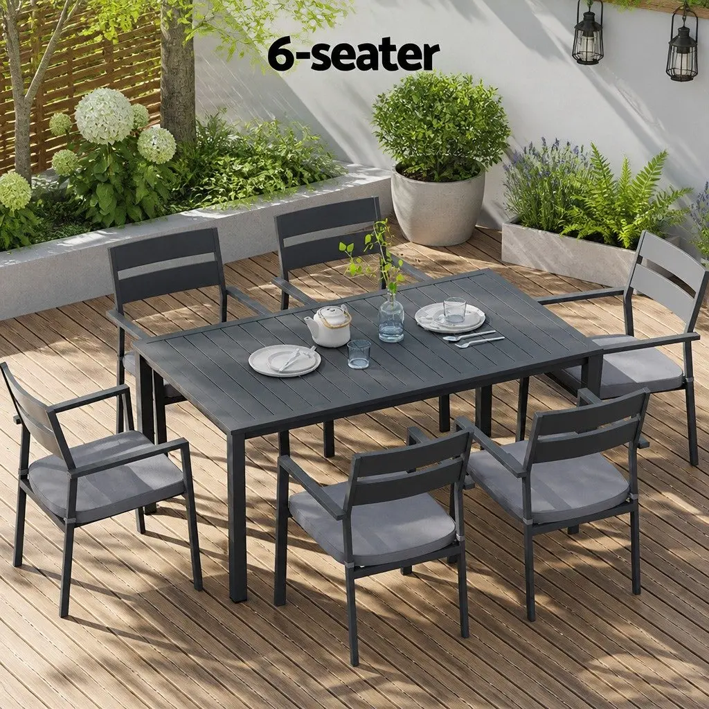 7 Piece Outdoor Dining Set with Black Frame