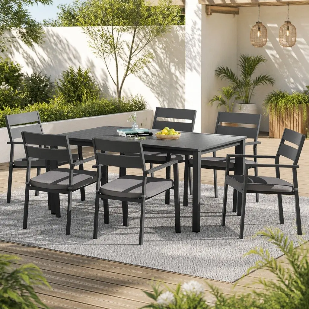 7 Piece Outdoor Dining Set with Black Frame