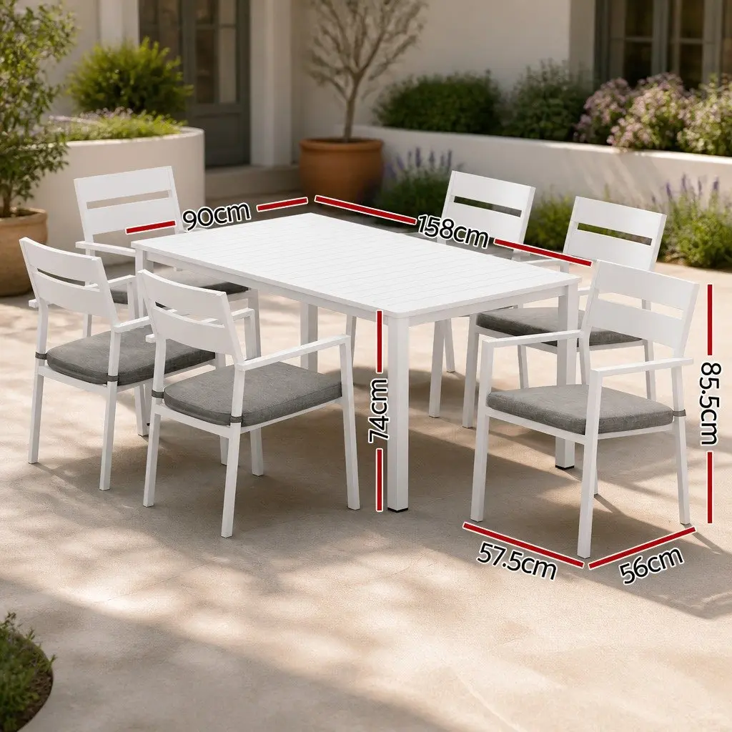 7-Piece Outdoor Dining Set with Durable Aluminium Frame
