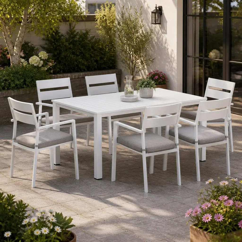 7-Piece Outdoor Dining Set with Durable Aluminium Frame