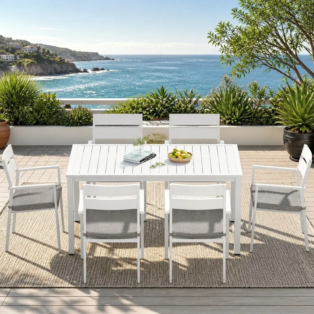 7-Piece Outdoor Dining Set with Durable Aluminium Frame