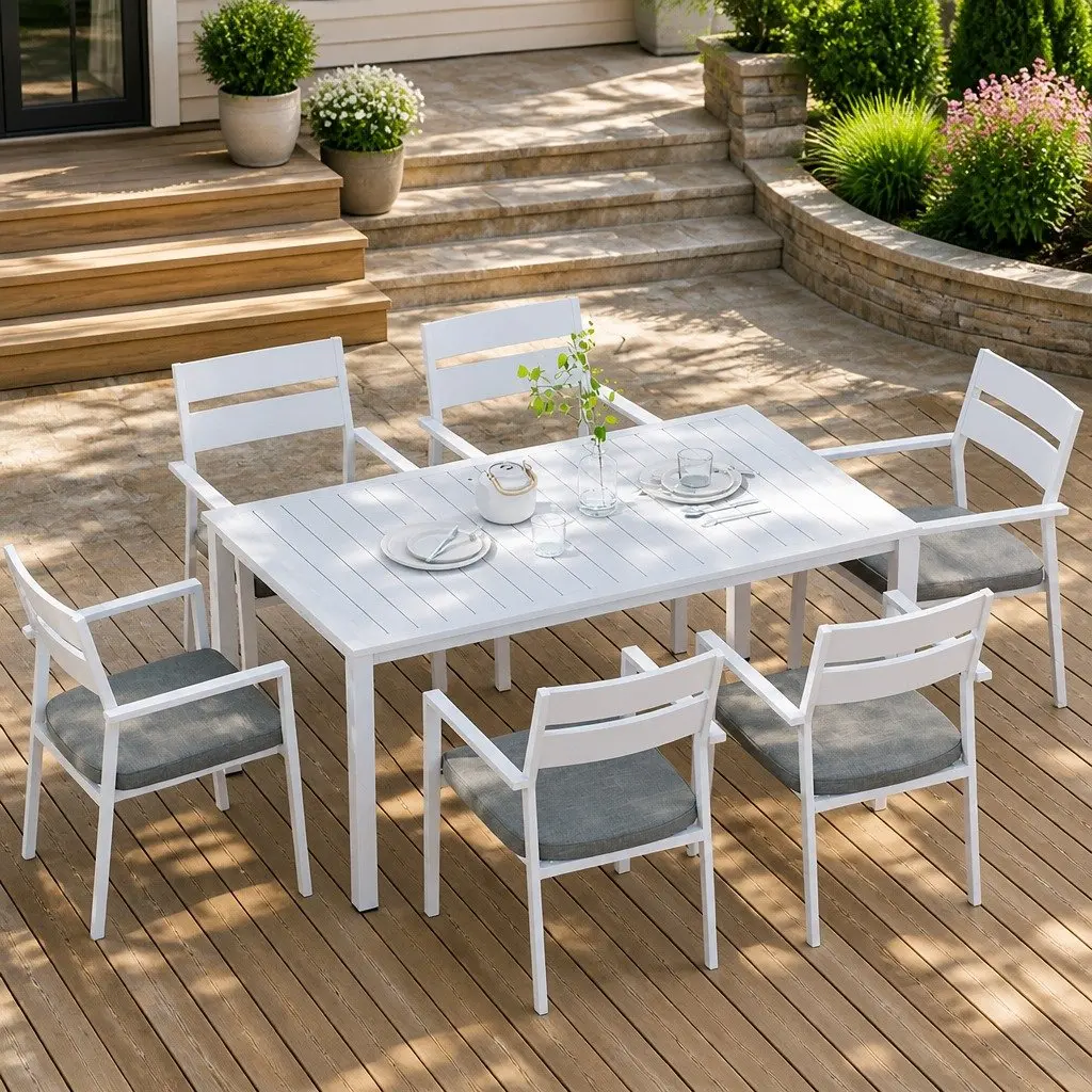 7-Piece Outdoor Dining Set with Durable Aluminium Frame