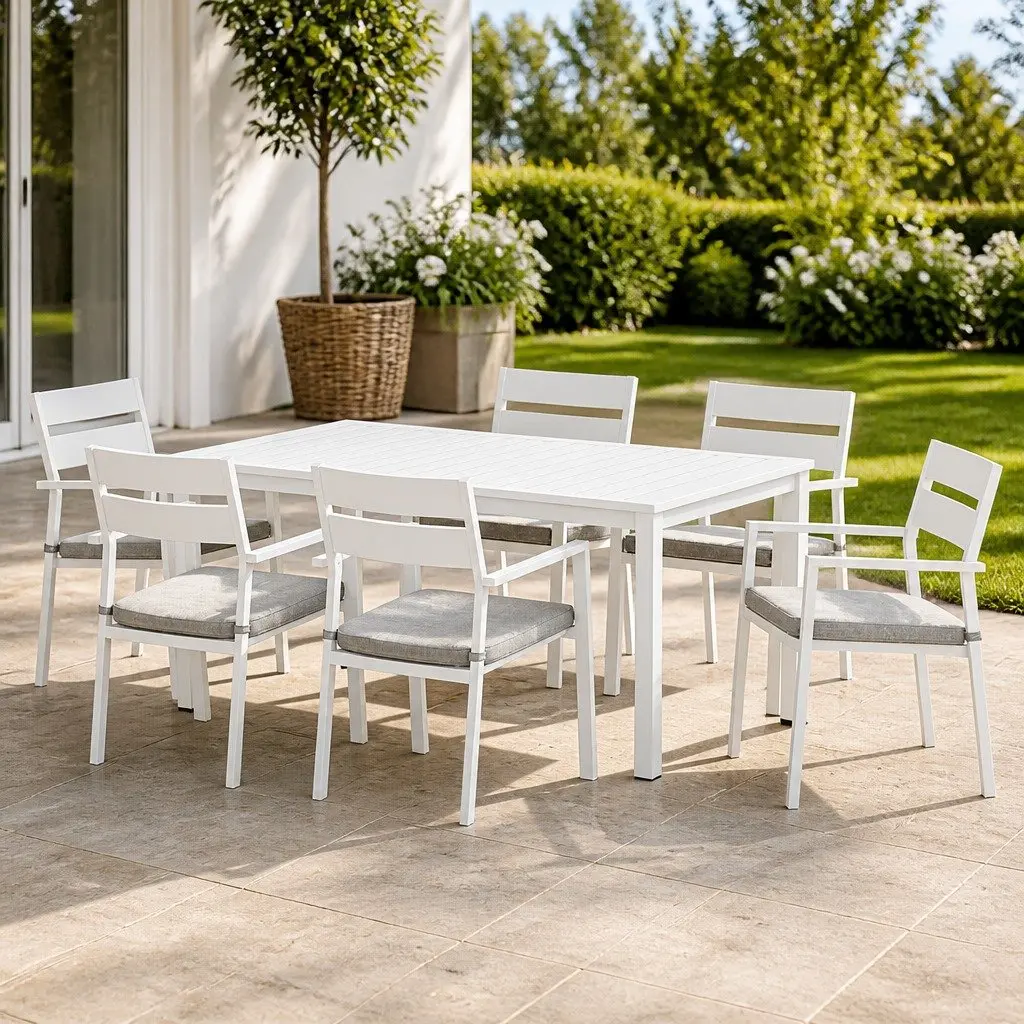7-Piece Outdoor Dining Set with Durable Aluminium Frame