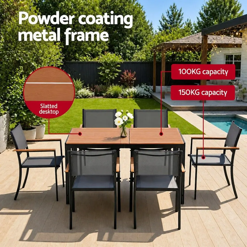 7-Piece Durable Outdoor Dining Set with Chairs and Table