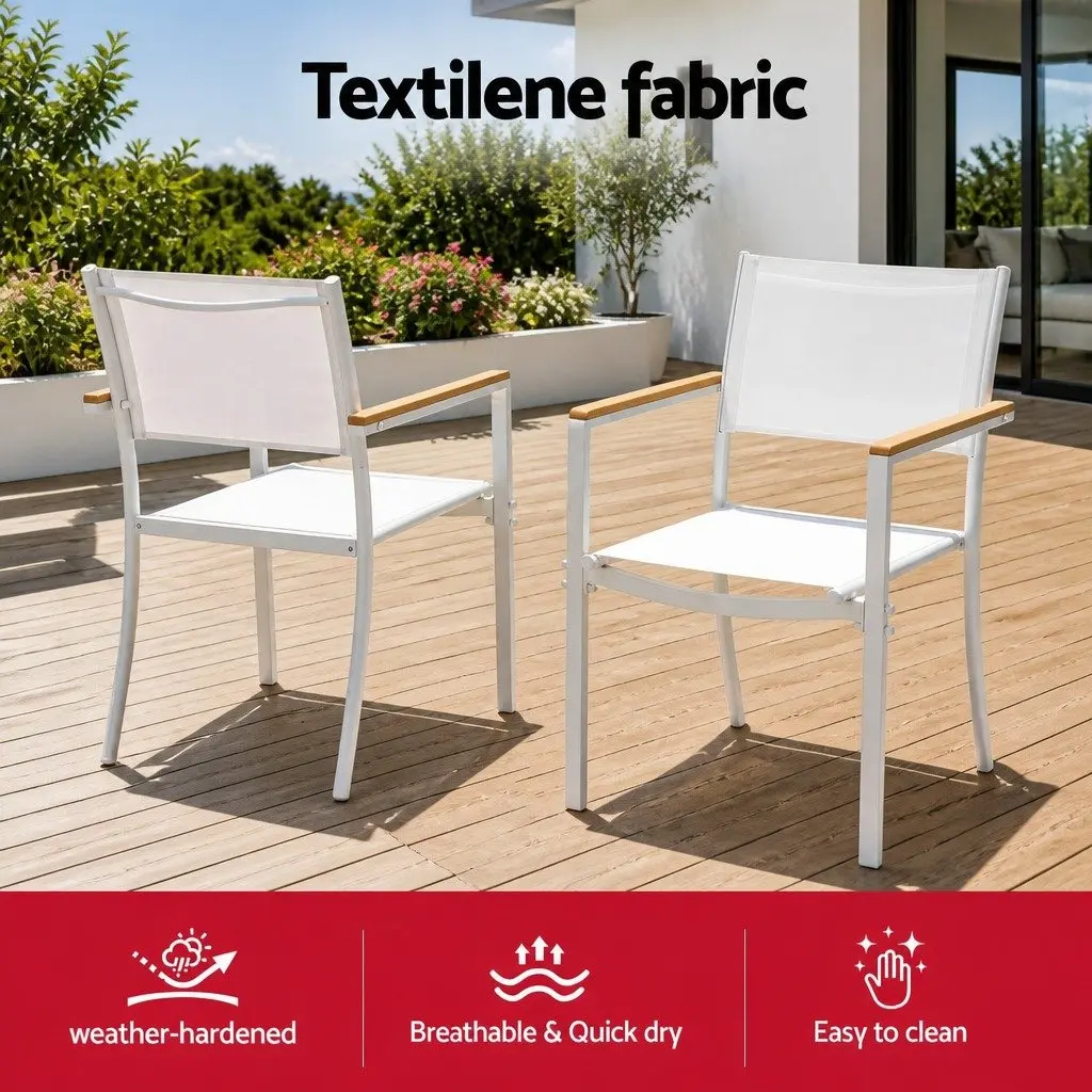 7-Piece Outdoor Dining Set with 6 Chairs in White