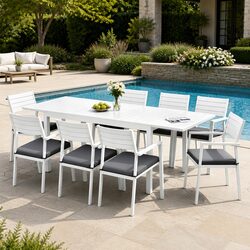 Premium 9-Piece Extendable Outdoor Dining Set in White