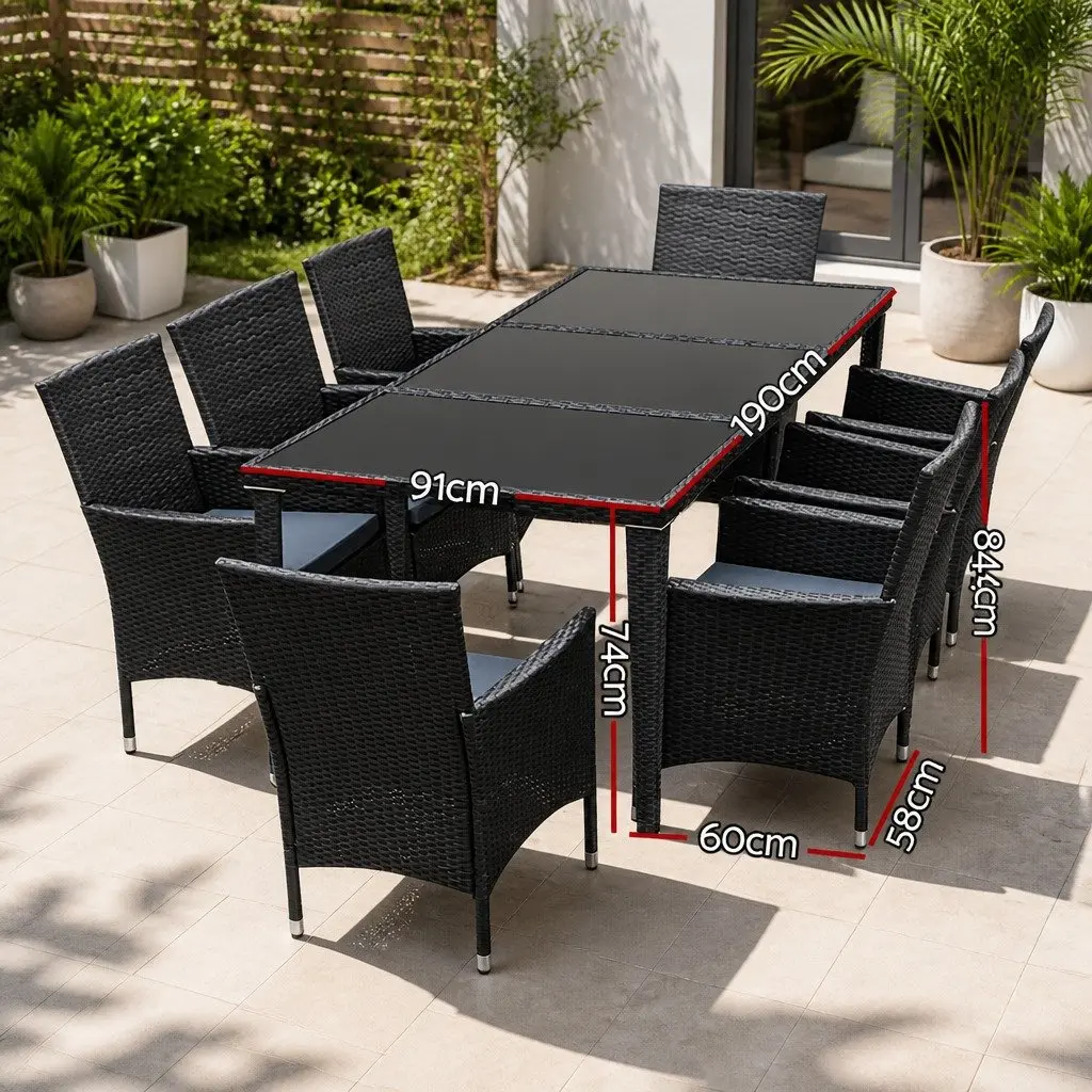 9-Piece Outdoor Dining Set with Durable Wicker Chairs