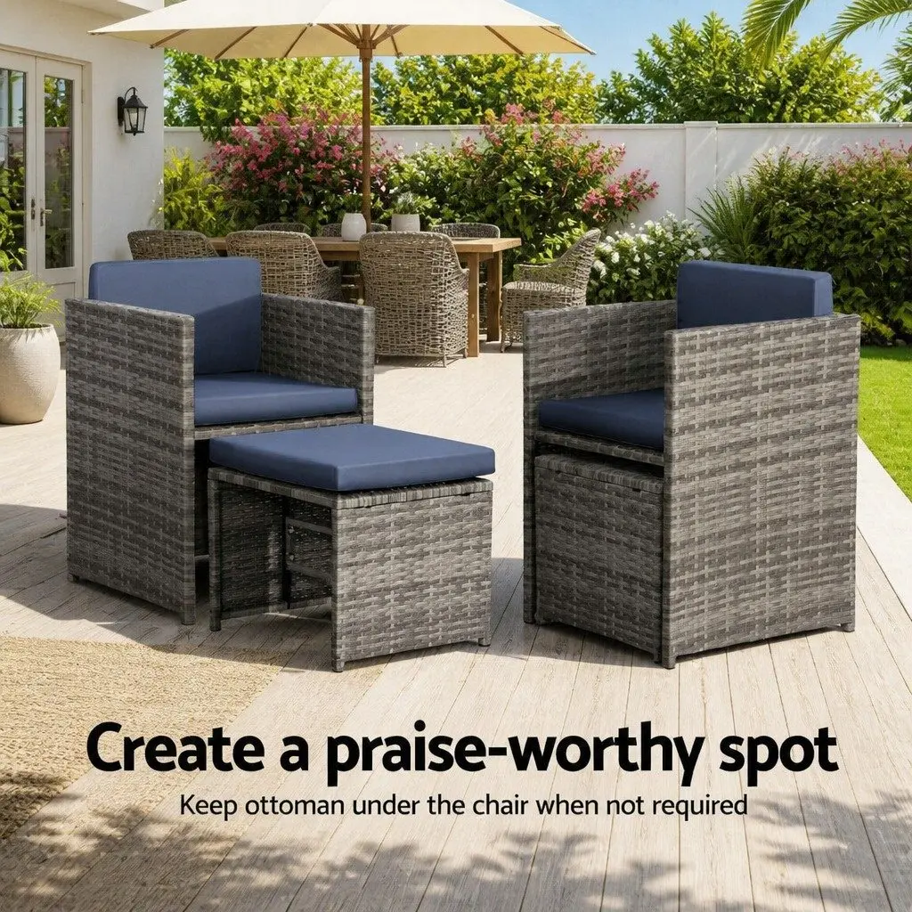 9-Piece Wicker Outdoor Dining Set with Storage Cover