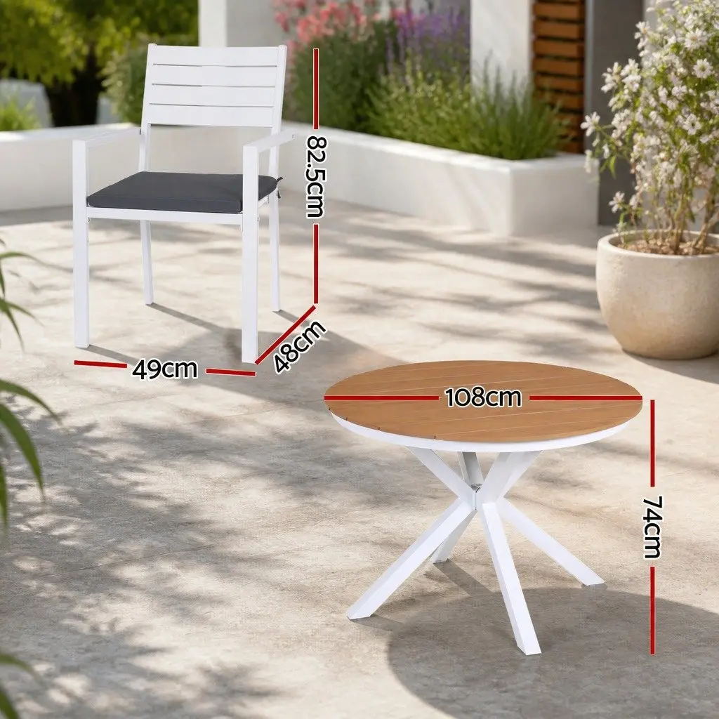 Outdoor Dining Set with Round Table and Stackable Chairs
