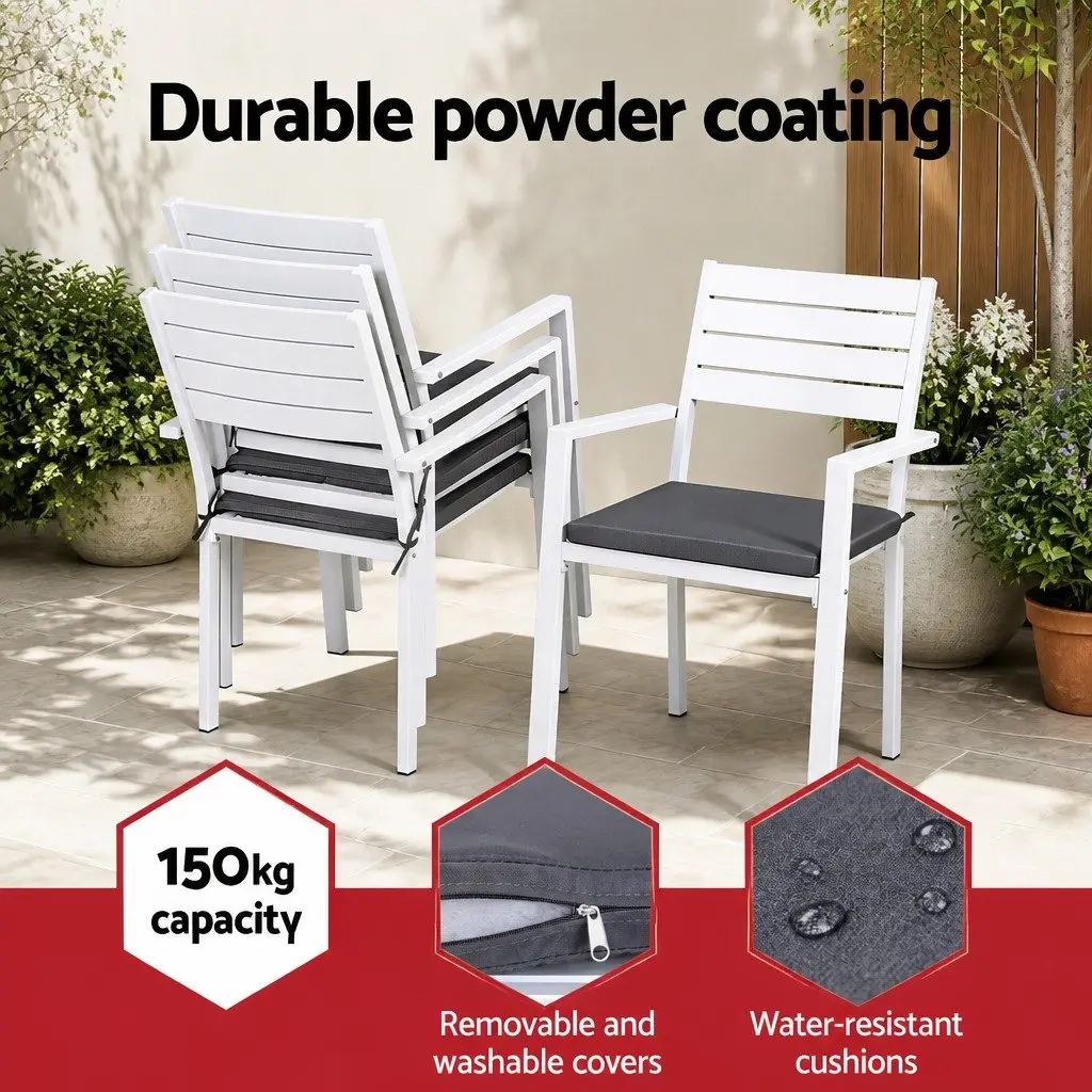 Outdoor Dining Set with Round Table and Stackable Chairs