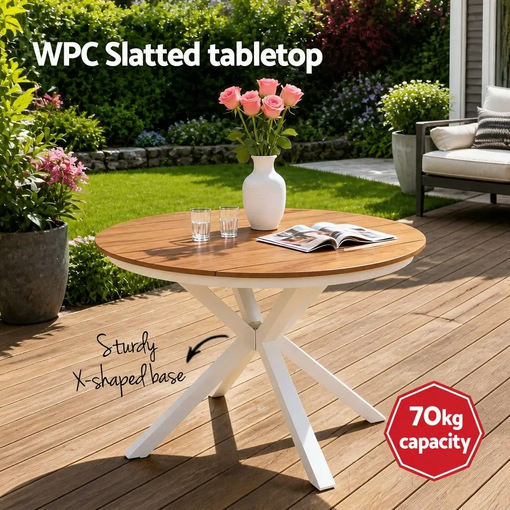 Outdoor Dining Set with Round Table and Stackable Chairs