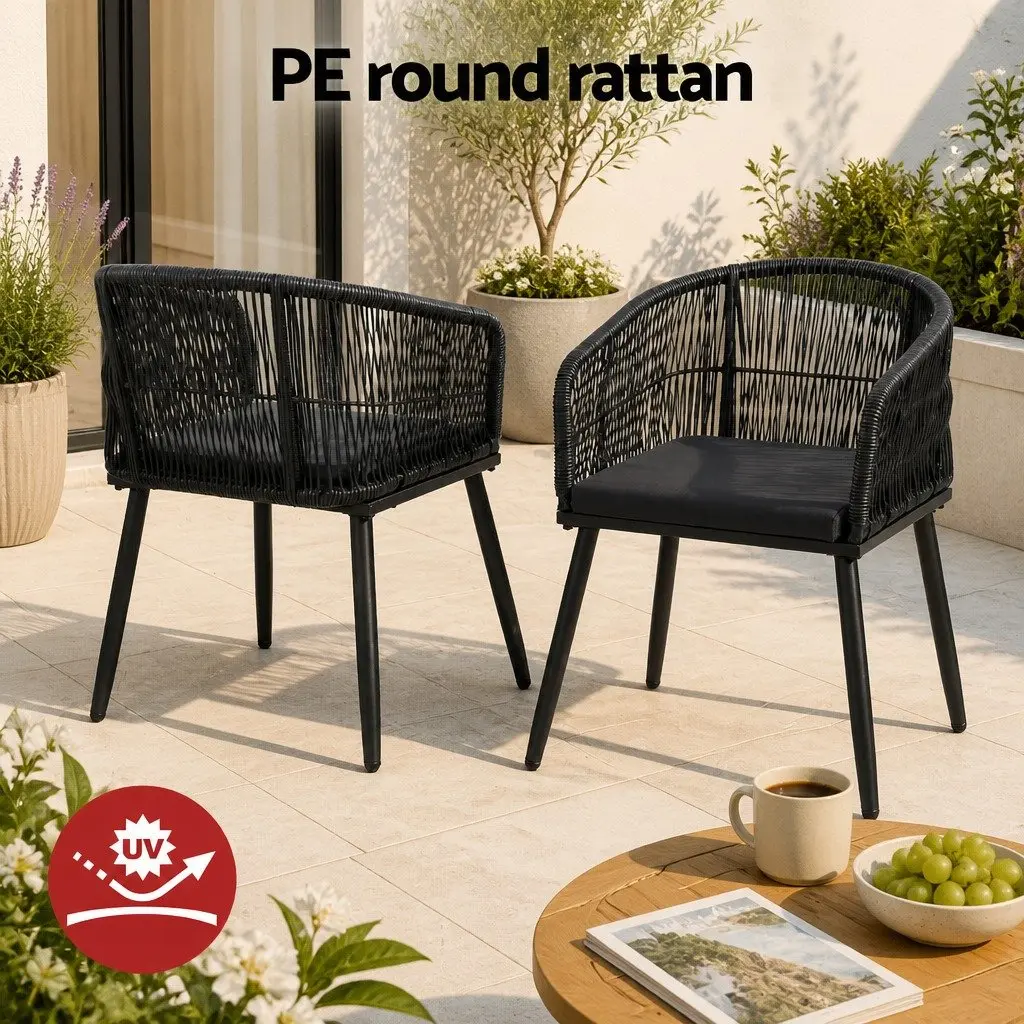 Outdoor Dining Set Black Tempered Glass 5 Piece Table Chairs Garden Patio Furniture