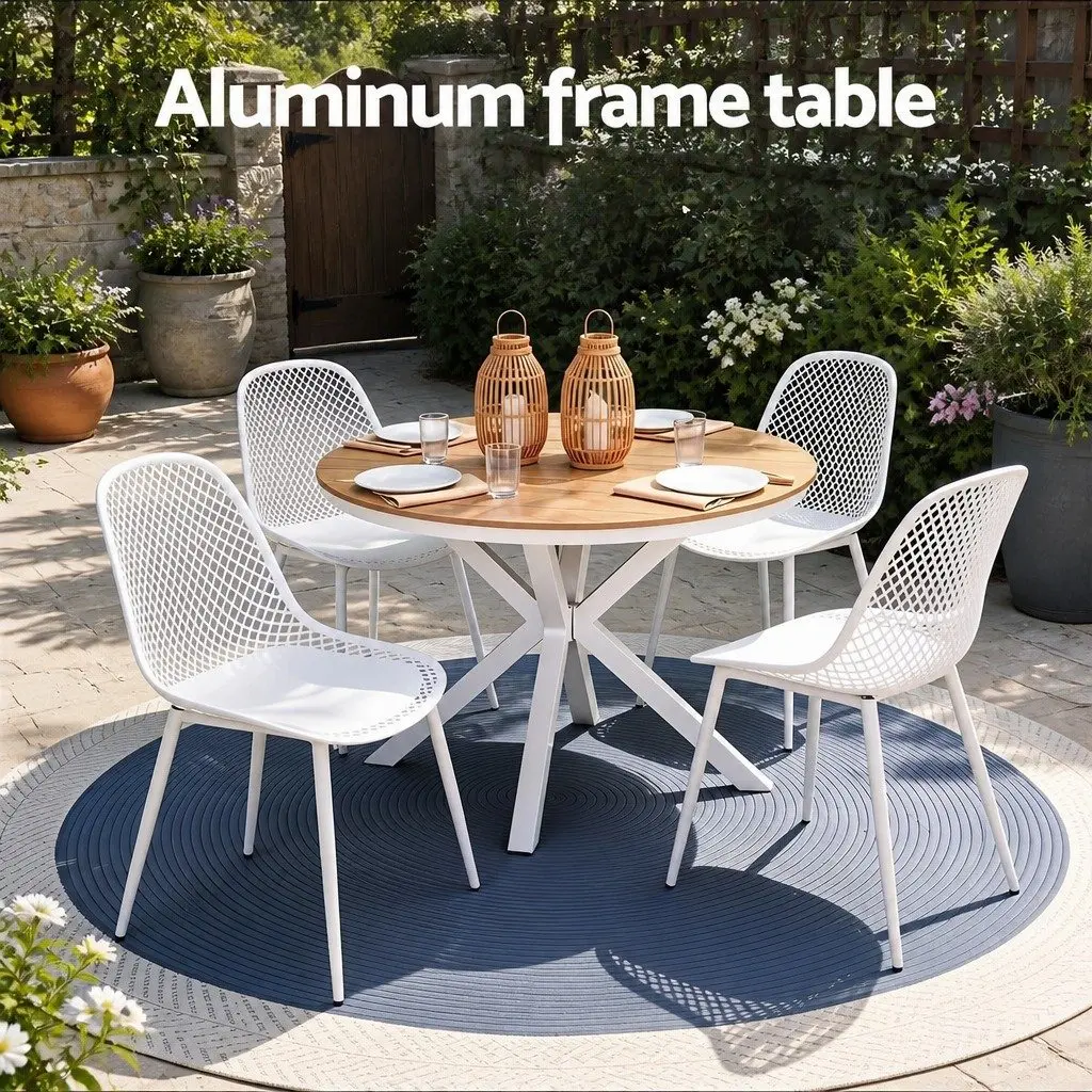 Outdoor Dining Set 5 Piece Table and Chairs Patio Garden Furniture Lattice