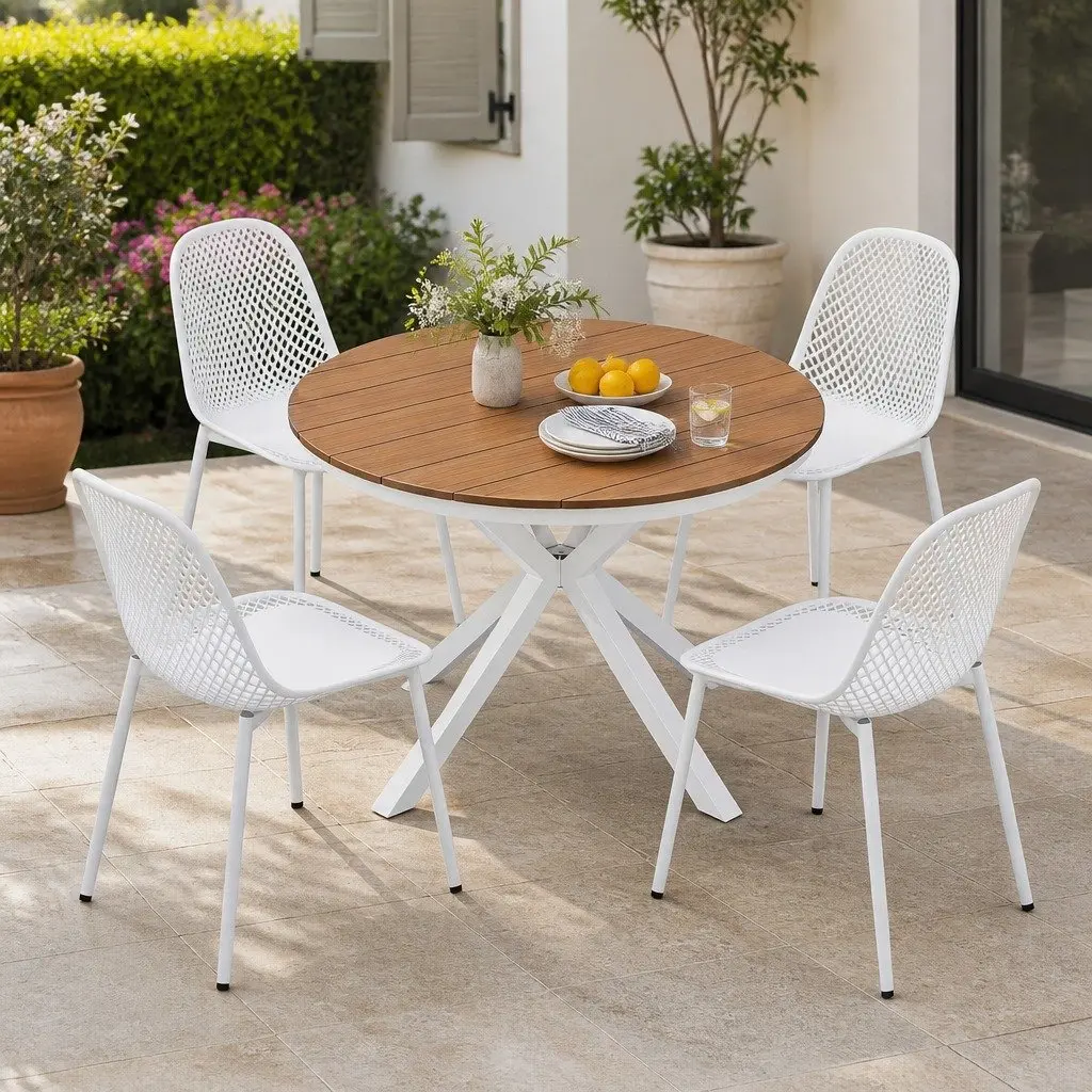Outdoor Dining Set 5 Piece Table and Chairs Patio Garden Furniture Lattice