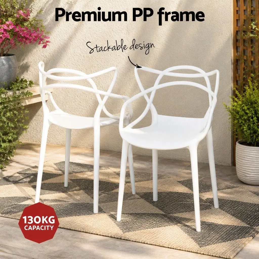 5 Piece Outdoor Dining Set with White Table and Chairs