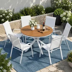Durable 7 Piece Outdoor Dining Set with Steel Chairs
